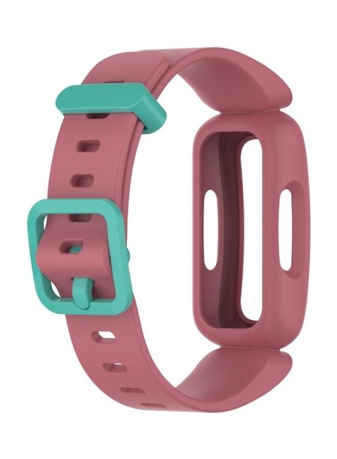 NIBEMINENT For Fitbit Ace 3 Silicone Integrated Replacement Strap Watchband Watermelon Red/Green Buckle - Image 3