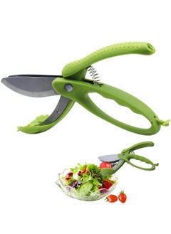 Salad Chopper Scissors: Effortlessly Slice, Chop, and Toss Your Salad with Precision - Ergonomic Design for Easy Handling - Stainless Steel Blades for Efficient Cutting(Green)