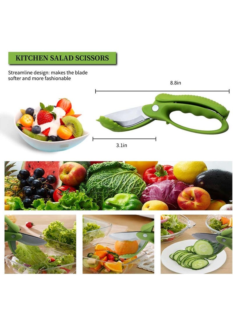 SYOSI - Salad Chopper Scissors: Effortlessly Slice, Chop, and Toss Your Salad with Precision - Ergonomic Design for Easy Handling - Stainless Steel Blades for Efficient Cutting(Green) - Image 1