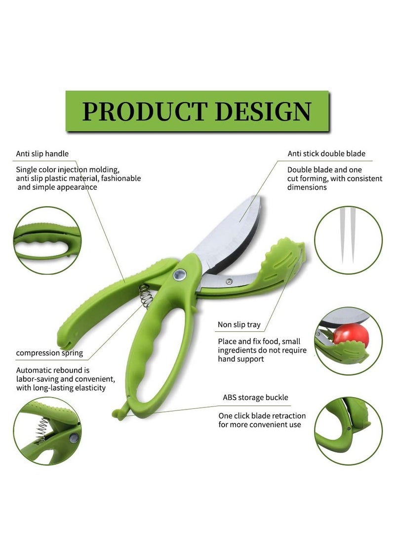 SYOSI - Salad Chopper Scissors: Effortlessly Slice, Chop, and Toss Your Salad with Precision - Ergonomic Design for Easy Handling - Stainless Steel Blades for Efficient Cutting(Green) - Image 1