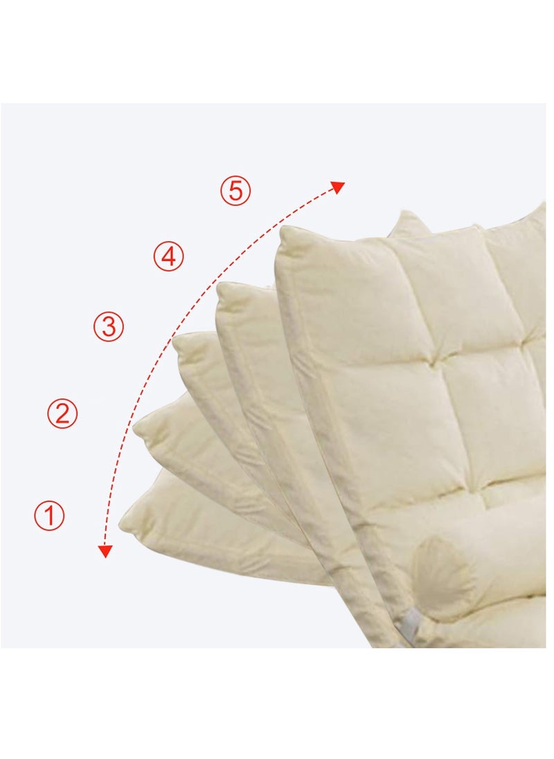 XiuWoo Adjustable Folding Floor Chair Padded, Lazy Sofa, Couch Lounge Cushion Backrest, Ground chair, Portable Foldable Bed, Memory Foam Topper with 5 Position Adjustable and Neck Pillow  - Image 5