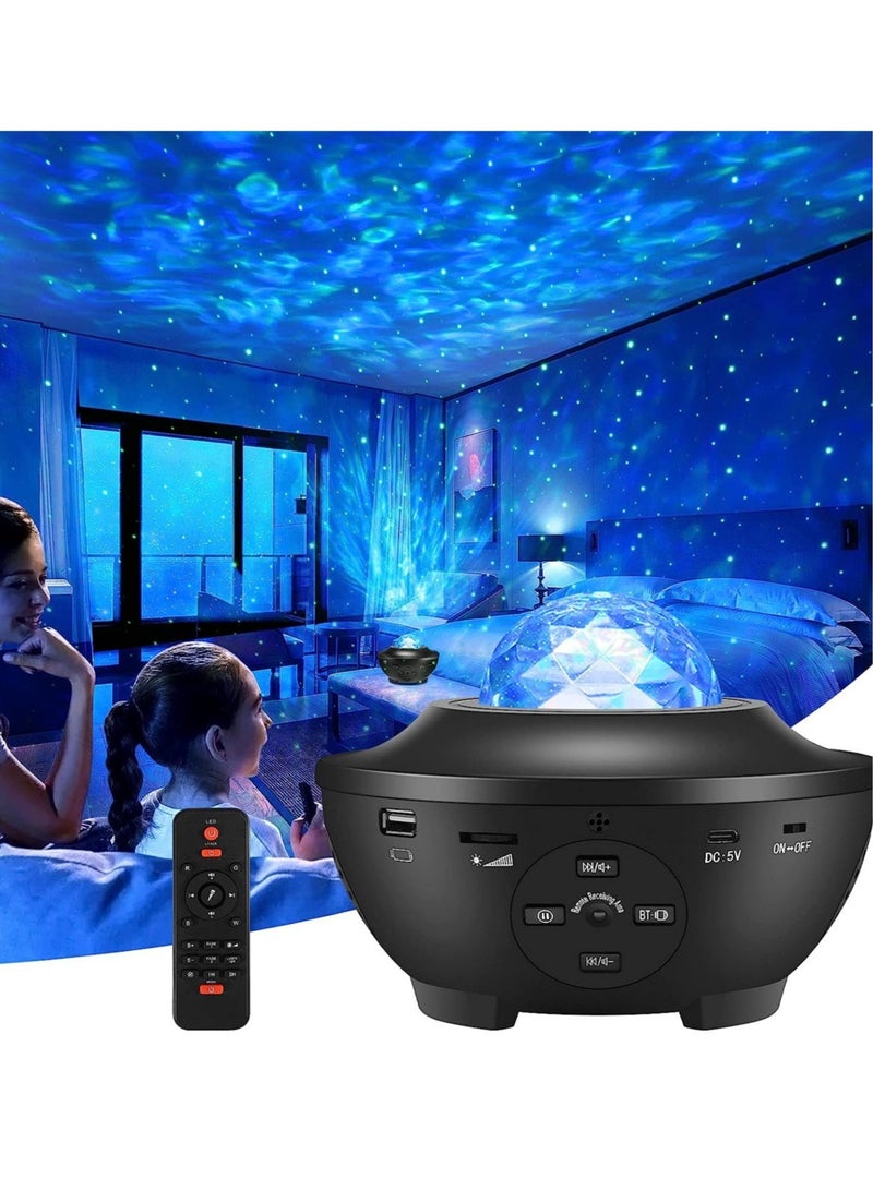 LED Starry Sky Projector Rotating Water Waves Projection Lamp, Galaxy Projector Night Light, Bluetooth Starlight Projector Lamp, for Children, Party, Room, Decoration - Image 1