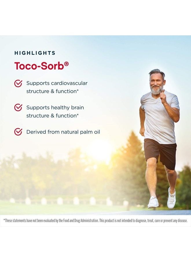 Toco-Sorb - 60 Softgels, Pack of 2 - Cardiovascular Health & Brain Function Support - High Absorption Formula - Mixed Tocotrienols & Vitamin E - 120 Total Servings