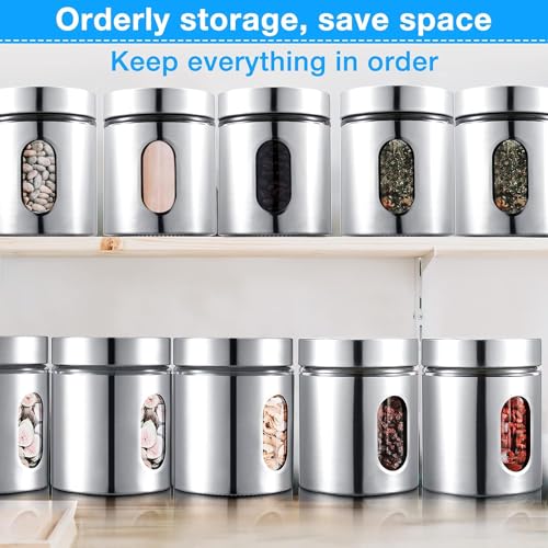 WRINGO Steel Cover Window Clear Glass Jars for Kitchen Storage Food Spices Canister with Airtight Lid Container Organizer, Tea Coffee & Sugar (Silver - 600ML, Set of 4) - Image 3