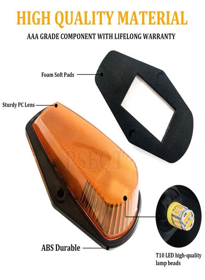 PSEQT 5Pcs Cab Roof Marker Lights Amber LED Top Clearance Marker Assemblies 12Volt Signal Running Lights with Amber Cover & T10 LED Compatible with F150 F250 F350 1980-1997 Super Duty Pickup Trucks - Image 5