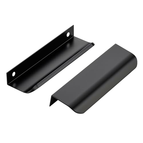Ravinte Hardware 30 Pack Black Cabinet Handles 5 Inch 128mm Finger Edge Pulls 4 Inch Hole Center Finger Pulls for Cabinets - Image 1