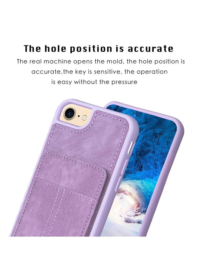 S-TOP Case For iPhone SE 2022 / 2020 / 8 / 7 / 6 BF28 Frosted Card Bag Phone Case with Holder - Image 3