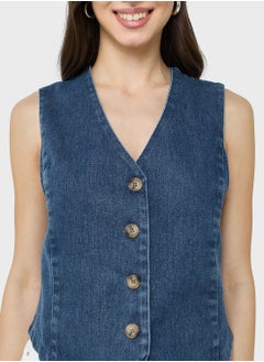 Ginger Denim Button Down Vest  - Image 3