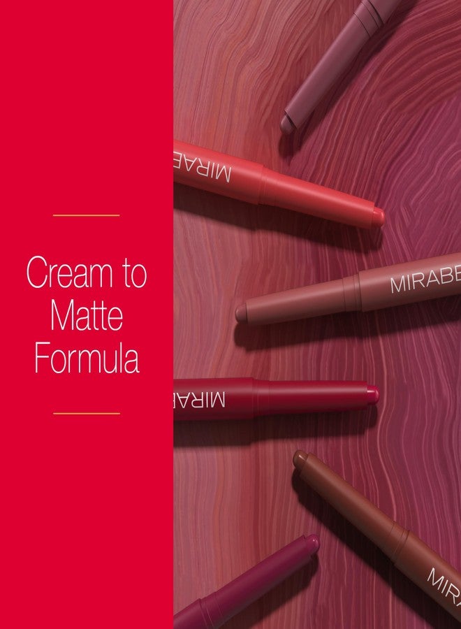 Mirabella - Velvet Matte Lip Crayon, Retractable Highly-Pigmented 2-in-1 Makeup, Long-Lasting Hydrating Lipstick Crayon + Lip Liner, Moisturizing Cream-to-Matte Lipcare Formula, Sunset Coral - Image 4