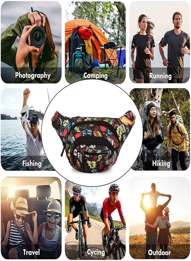 World Star Polyester Waist Pack Travel Handy Hiking Zip Pouch Document Money Phone Belt Sport Bag for Men and Women and Adult | Multicolor | worldstar Fluffy Printted Waist Bag - Image 2
