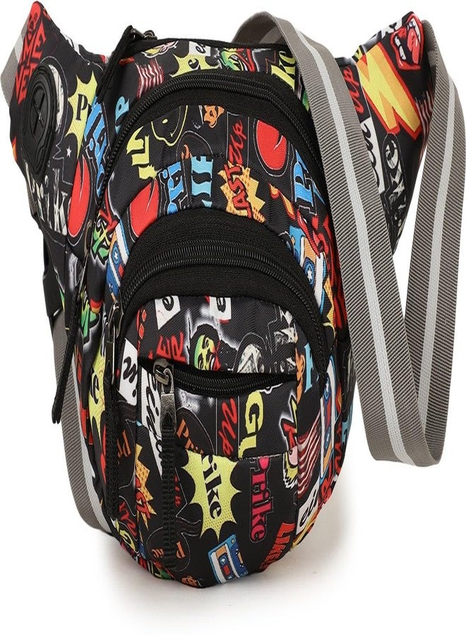 World Star Polyester Waist Pack Travel Handy Hiking Zip Pouch Document Money Phone Belt Sport Bag for Men and Women and Adult | Multicolor | worldstar Fluffy Printted Waist Bag - Image 1