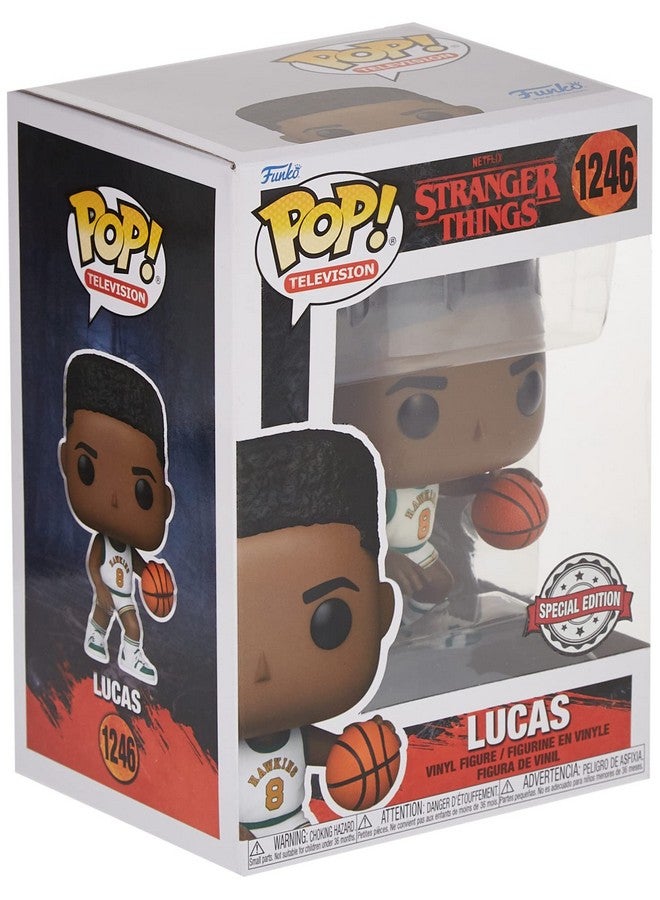 Funko Pop Tv: Stranger Things Season 4 Lucas In Basketball Uniform Walmart Exclusive Bundled With A Byron'S Attic Pop Protector - Image 4