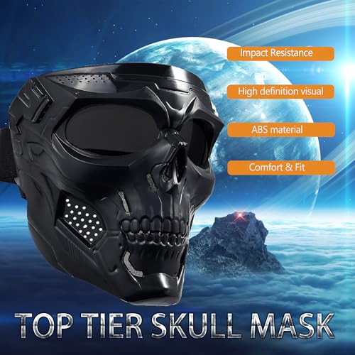 CROSSBODY 2 Pack Black Full Skull Face Mask - Tactical Airsoft & Paintball Gear, Motorcycle Riding Protection | Ghost & Skeleton Cosplay, Halloween Horror Costume | Cool Safety Shield Cover for Adults Men - Image 2