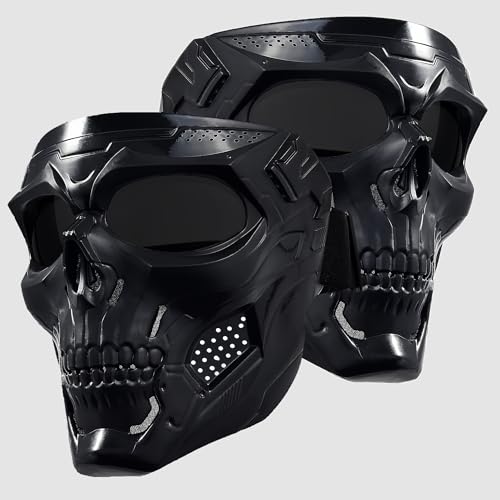 CROSSBODY 2 Pack Black Full Skull Face Mask - Tactical Airsoft & Paintball Gear, Motorcycle Riding Protection | Ghost & Skeleton Cosplay, Halloween Horror Costume | Cool Safety Shield Cover for Adults Men - Image 1