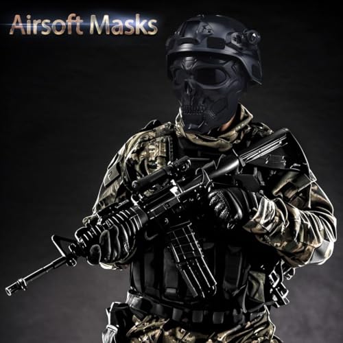 CROSSBODY 2 Pack Black Full Skull Face Mask - Tactical Airsoft & Paintball Gear, Motorcycle Riding Protection | Ghost & Skeleton Cosplay, Halloween Horror Costume | Cool Safety Shield Cover for Adults Men - Image 5