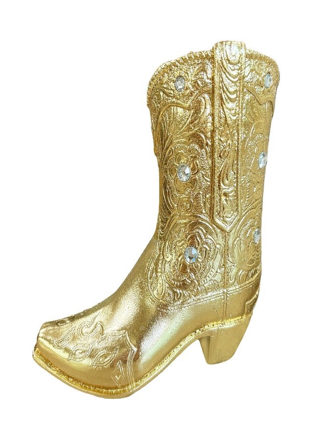 Dwelloria Gold Cowboy Boot Figurine, Western Boot Sculpture Resin, Luxury Country Decor, Vintage Western Ornament for Shelf, Mantel, Home Display - Image 1