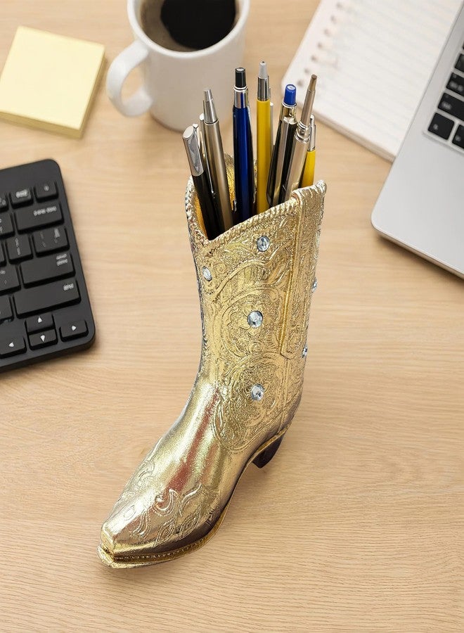 Dwelloria Gold Cowboy Boot Figurine, Western Boot Sculpture Resin, Luxury Country Decor, Vintage Western Ornament for Shelf, Mantel, Home Display - Image 4