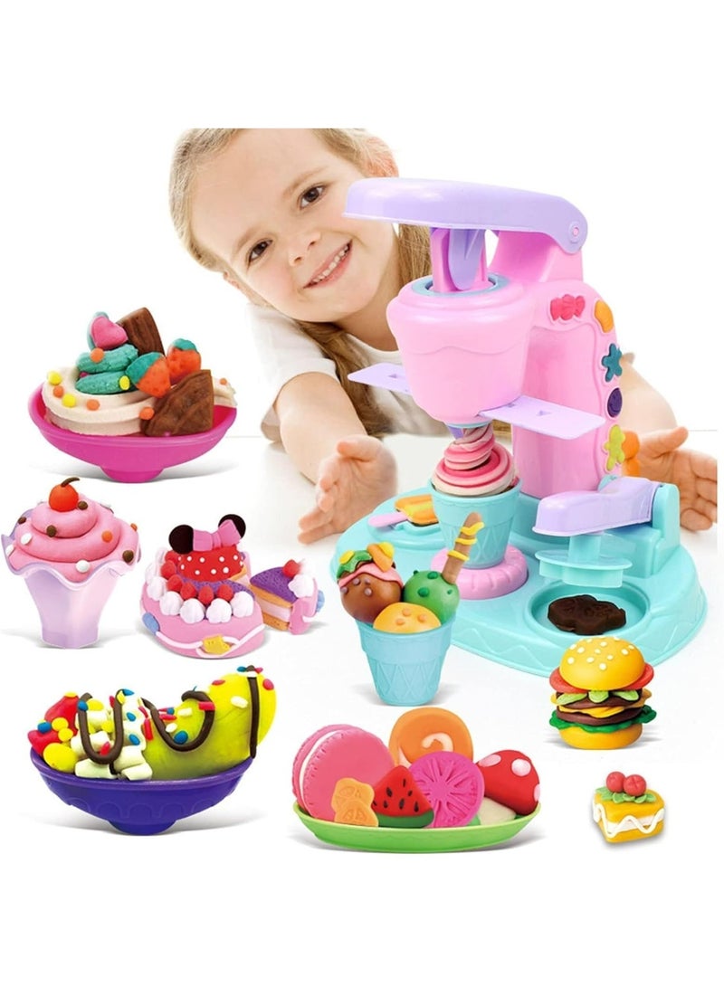 Playdough Sets for Kids, 26 PCS Ice Cream Maker Machine Color Dough Set with 12 Cans Dough, Kids Arts & Crafts - Image 2