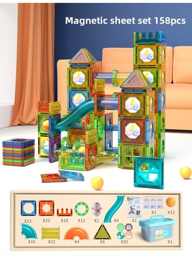 Cross-border Color Window Building Blocks Assembled Magnetic Pieces For Children Smart Magnetic Pipe Building Blocks Assembled Castle Toy Belt Storage