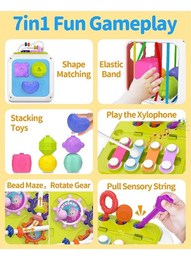 Invite Enterprise 7 In 1 Montessori Sensory Toys For Baby 6 9 12 18 Months Newborn Girl Boy Educational Gift Motor Skills Activity Cube Games For Children 1 2 Years Birthday Gift, Beige - Image 5