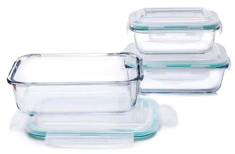 Borosilicate Bakeware Safe Glass Container Rectangular, Air Tight Silicone Lock Lid,Oven Safe Microwave Safe,(370ml, 640ml, 1040ml), Set of 3 - Image 2