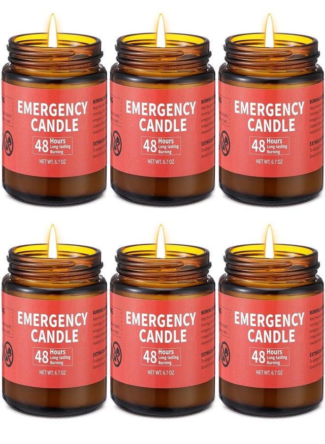 Chuarry 6 Pack Emergency Candles for Power Outage 48 Hours Long Burning Survival Candles Soy Wax for Emergency Winter Storm Camp Essentials - Image 1