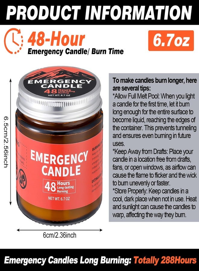 Chuarry 6 Pack Emergency Candles for Power Outage 48 Hours Long Burning Survival Candles Soy Wax for Emergency Winter Storm Camp Essentials - Image 3