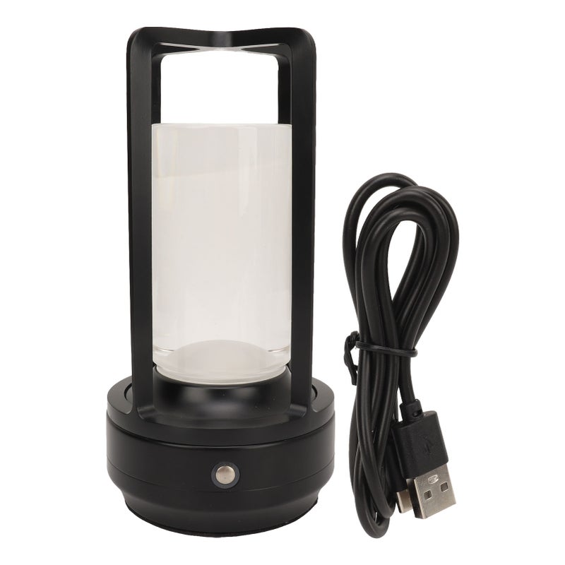 Cordless Table Lamp: Black 2000mAh USB Rechargeable - No Glare Crystal Shade Touch Control Desk Lamp for Indoor Bedside Study Outdoor Camping - Image 1