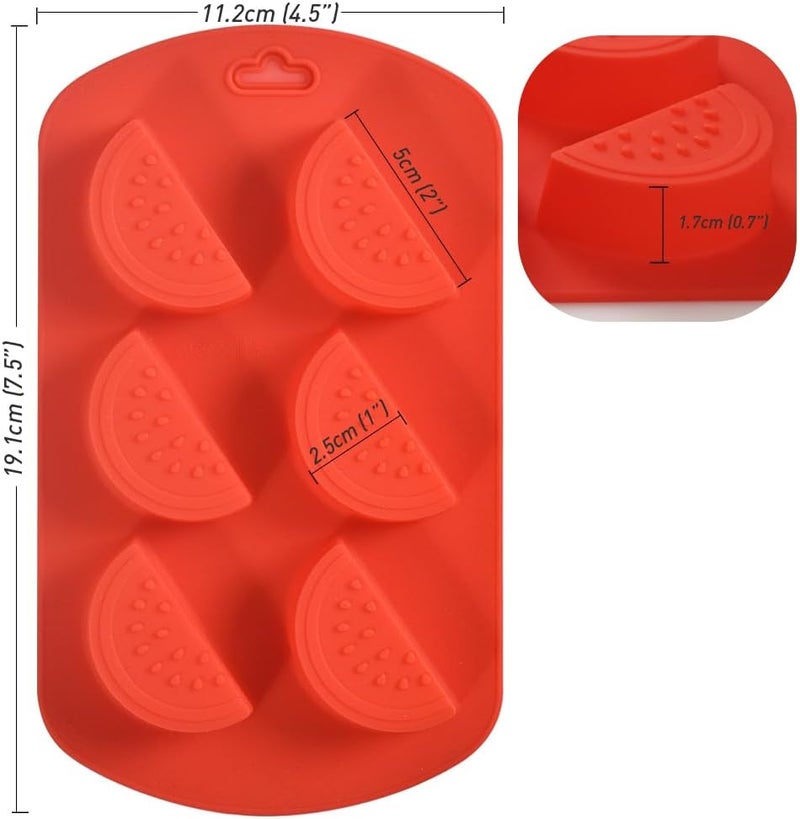 Newk Friut Shaped Silicone Mold, 4 Packs 6- Cavity Watermelon 3D Bakeware Mold, Nonstick Food Grade Mold for Soap, Ice Cube, Candies, Fondant, Chocolate - Image 4