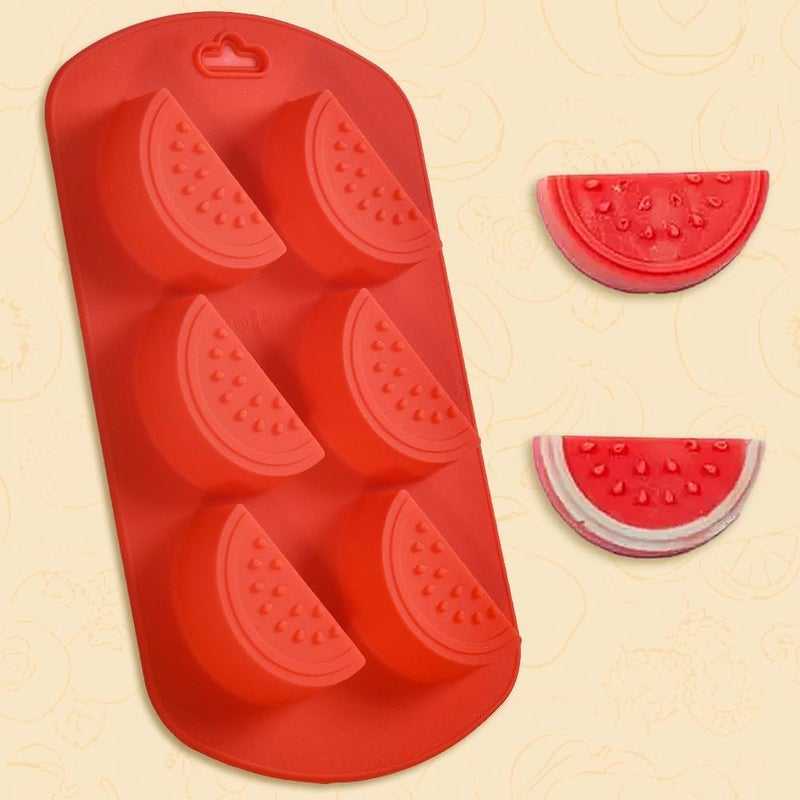 Newk Friut Shaped Silicone Mold, 4 Packs 6- Cavity Watermelon 3D Bakeware Mold, Nonstick Food Grade Mold for Soap, Ice Cube, Candies, Fondant, Chocolate - Image 5
