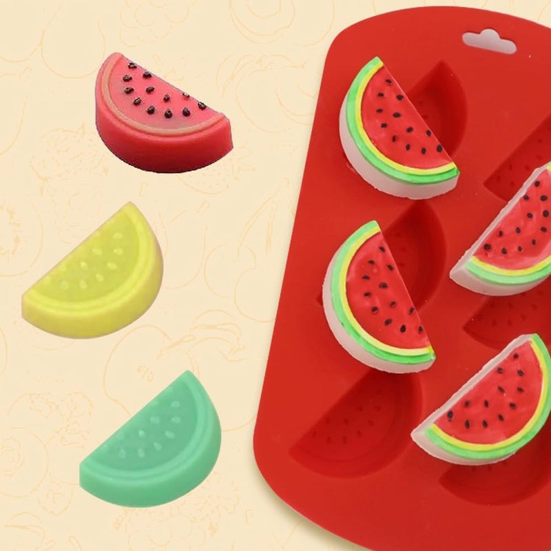 Newk Friut Shaped Silicone Mold, 4 Packs 6- Cavity Watermelon 3D Bakeware Mold, Nonstick Food Grade Mold for Soap, Ice Cube, Candies, Fondant, Chocolate - Image 2