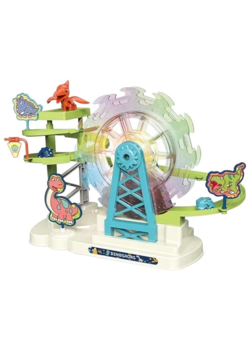 Toy Box Intelligence Fun Building Toys Light Music Electric Dinosaur Ferris Wheel Car Track Slide Toys - Image 1