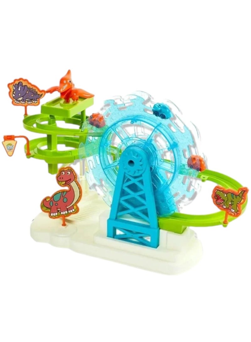 Toy Box Intelligence Fun Building Toys Light Music Electric Dinosaur Ferris Wheel Car Track Slide Toys - Image 2