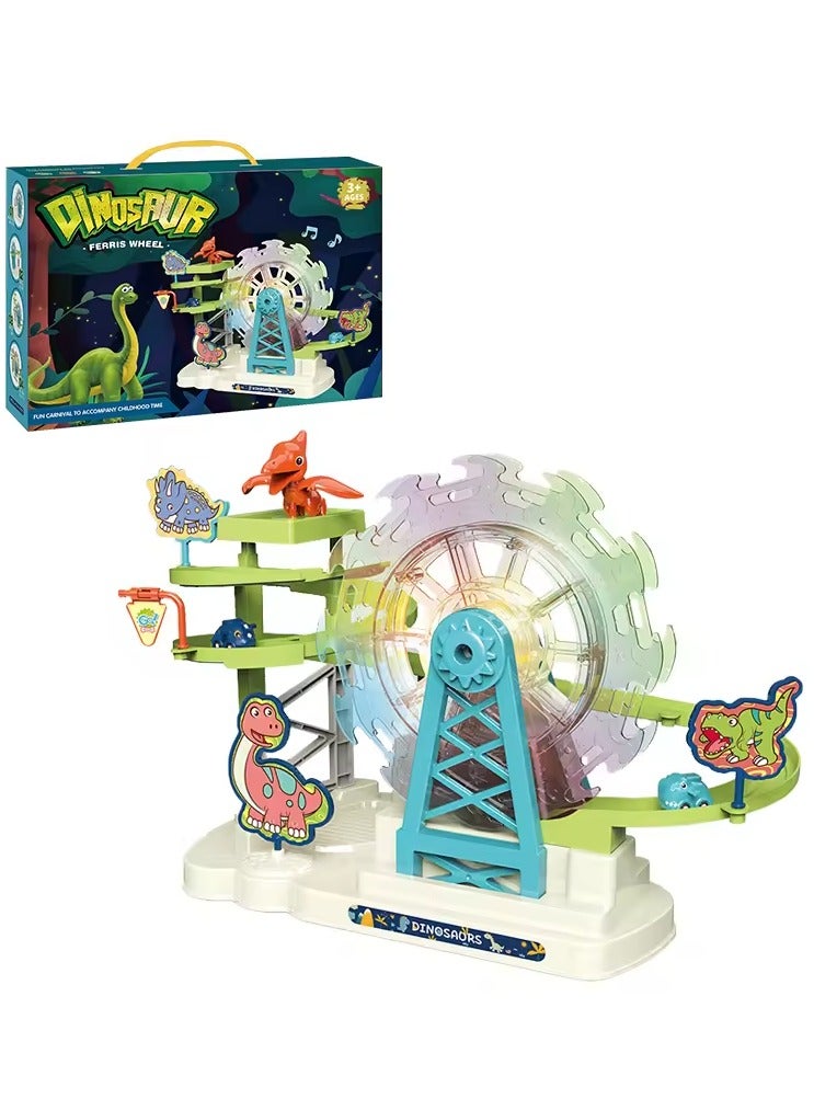 Toy Box Intelligence Fun Building Toys Light Music Electric Dinosaur Ferris Wheel Car Track Slide Toys - Image 3