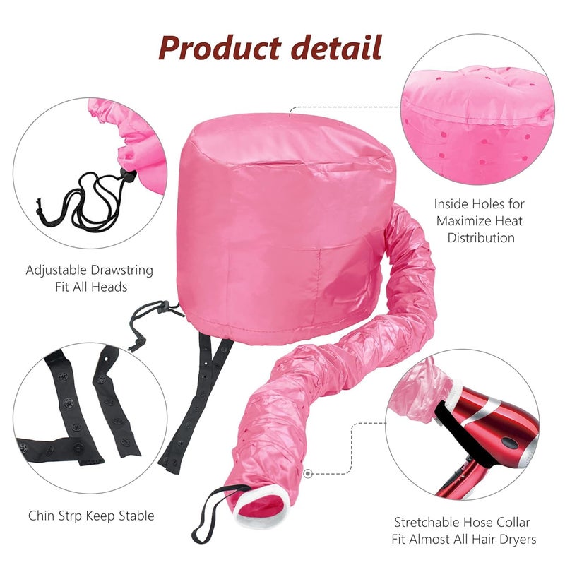 PRITASHA Safety Portable Hair Dryer Bonnet Attachment for Hair Styling Deep Pink - Image 2