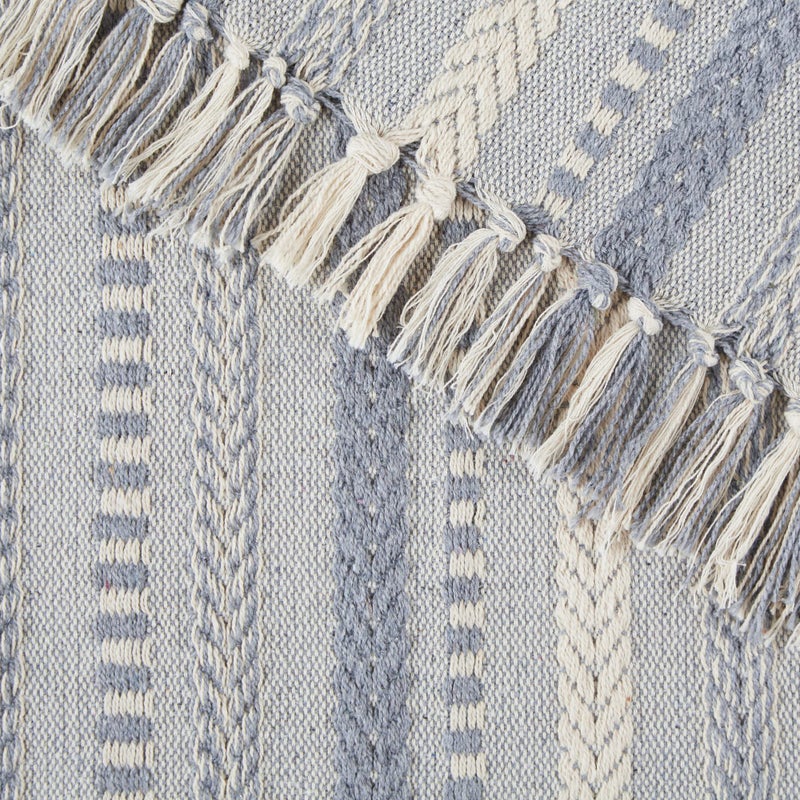 DII Farmhouse Braided Stripe Table Runner Collection, 15x72 (15x77, Fringe Included), Cool Gray - Image 3