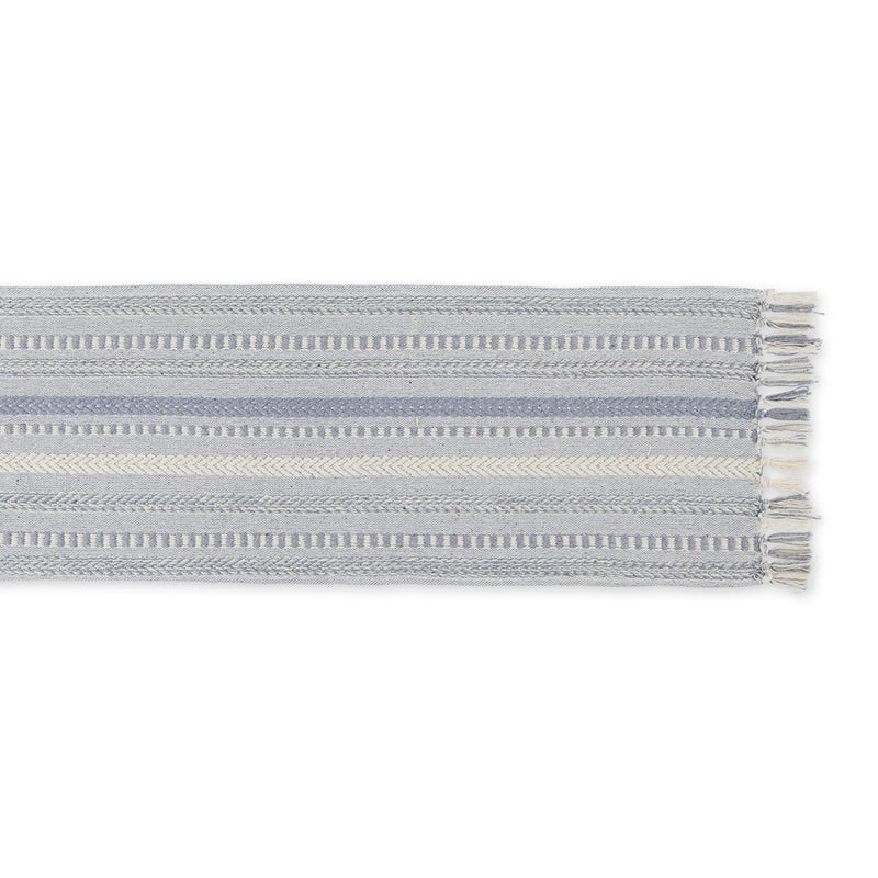 DII Farmhouse Braided Stripe Table Runner Collection, 15x72 (15x77, Fringe Included), Cool Gray - Image 2