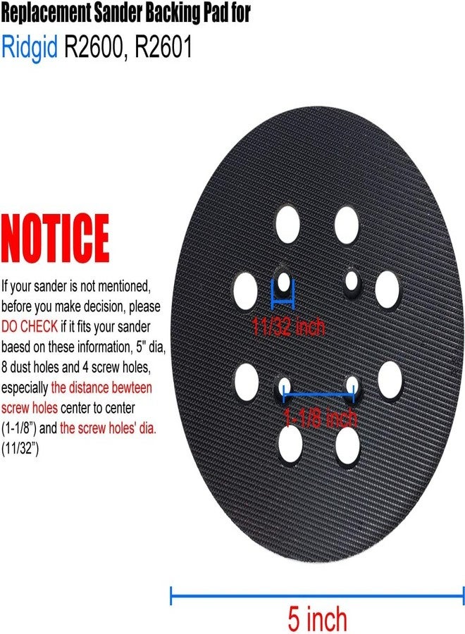 Tockrop 2 Pack 5 Inch 8 Hole Hook and Loop Sander Pad for Ridgid R2600, R2601 5" Random Orbit Sanders - Replacement Backing Sanding Pad for Pad Part Number 300527002 - Image 2