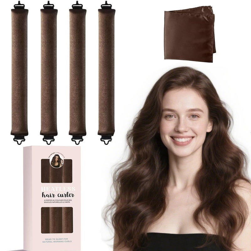 ã€5Pcsã€‘ Heatless Hair Curler Overnight Curls with Satin Scarf No Heat Curling Blowout Rod to Sleep In Hair Rollers - Image 1