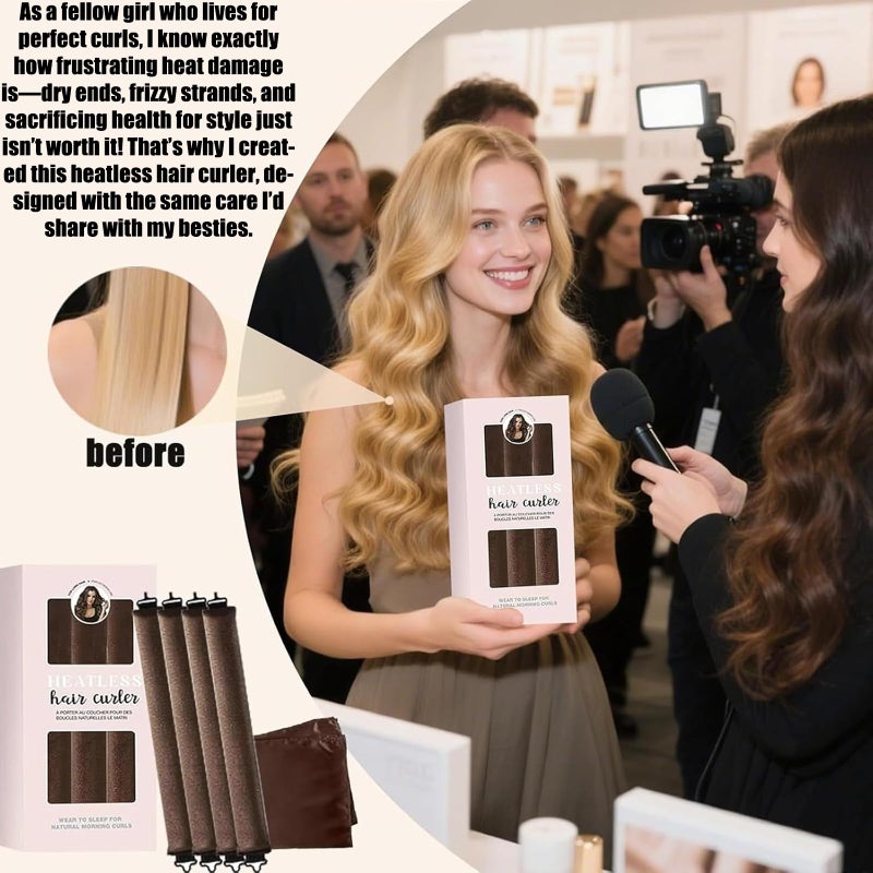 ã€5Pcsã€‘ Heatless Hair Curler Overnight Curls with Satin Scarf No Heat Curling Blowout Rod to Sleep In Hair Rollers - Image 5