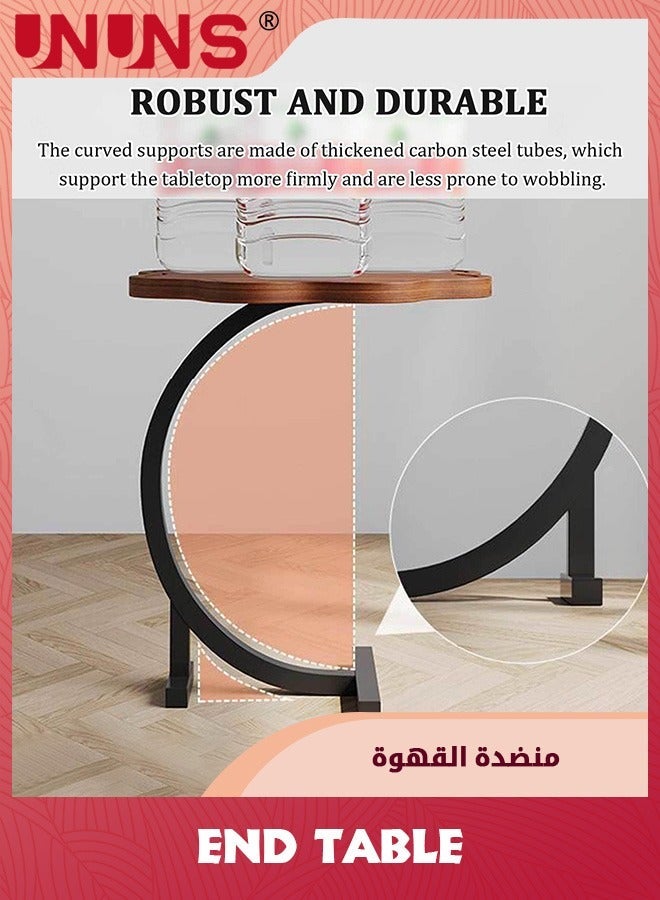 UNUNS C-Shaped Side Table,Flower Shape Small Wooden Nightstand,Bedside Table For Living Room Kitchen Garden Bedroom,Small Accent - Image 4