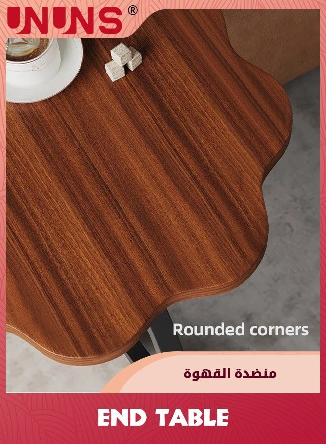 UNUNS C-Shaped Side Table,Flower Shape Small Wooden Nightstand,Bedside Table For Living Room Kitchen Garden Bedroom,Small Accent - Image 3