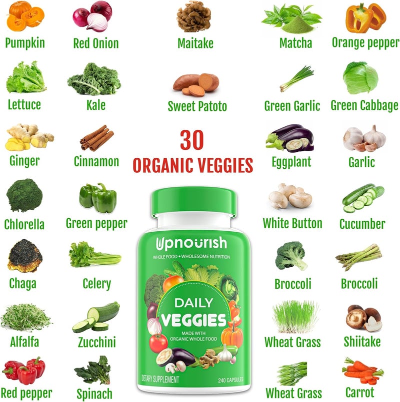 UpNourish Organic Fruits and Veggies Supplement  Support Diet Balance Body Cleanse  Energy  480 Fruits and Super Greens Capsules from Nature  Fruit and Vegetable Supplements for Adults  Kids - Image 3