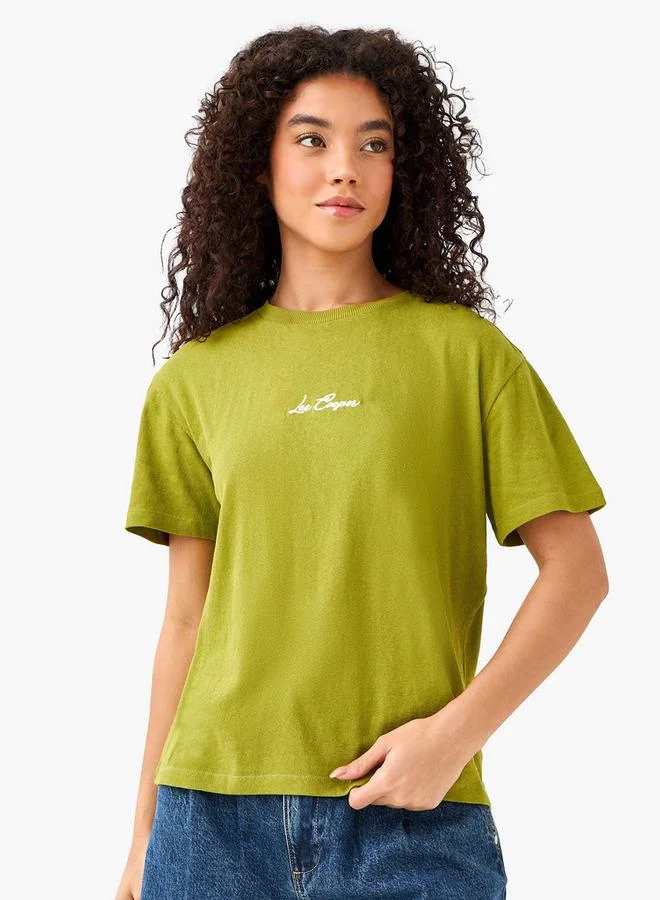 لي كوبر Lee Cooper Regular Fit Cotton T-shirt with Embroidered Patch