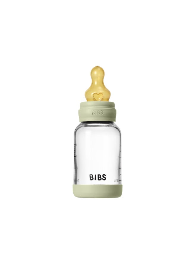 BIBS Glass Baby Bottle Round Latex 1 pack 120 ml Slow Flow Sage - Image 3