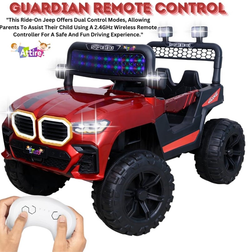 Storio Strike 12V Battery Powered Ride-On Jeep for Kids with Remote Control | Electric Car for Kids with LED Lights and Bluetooth Music | Dual Seat Ride-On Vehicle for Ages 1–8 Years - Image 5