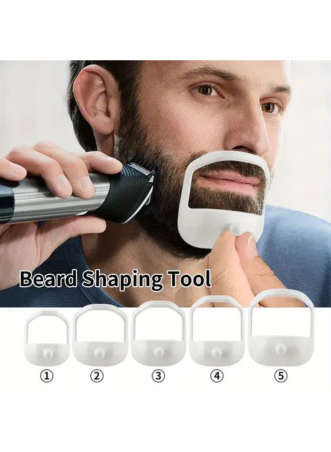 White 5 Piece Beard Grooming Kit with DIY Shaping Template for Men - Image 3