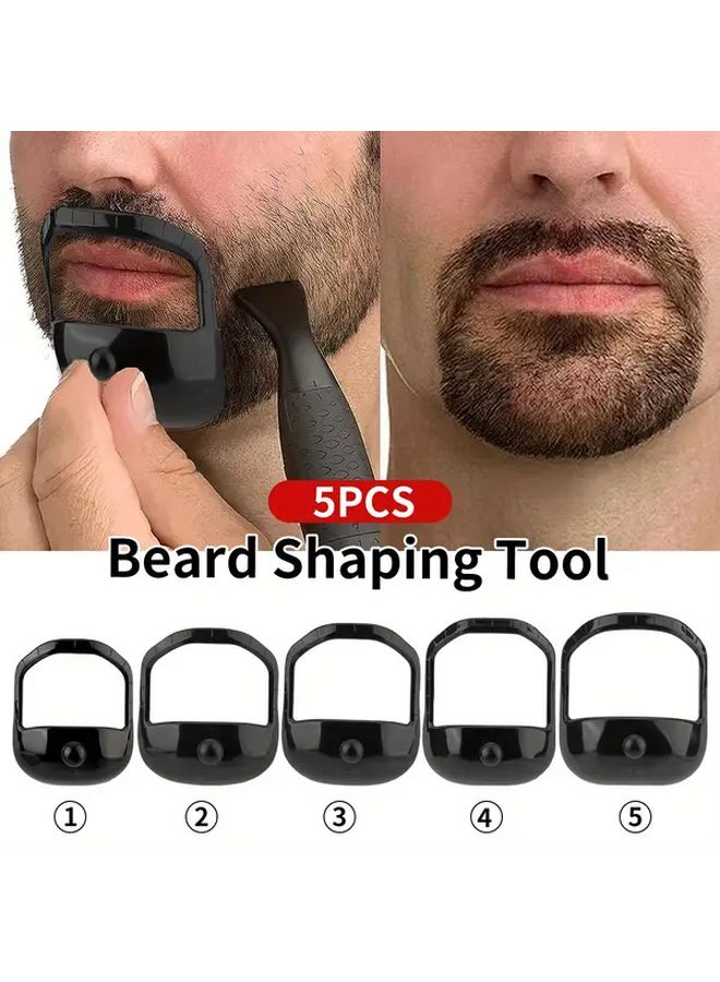White 5 Piece Beard Grooming Kit with DIY Shaping Template for Men - Image 4