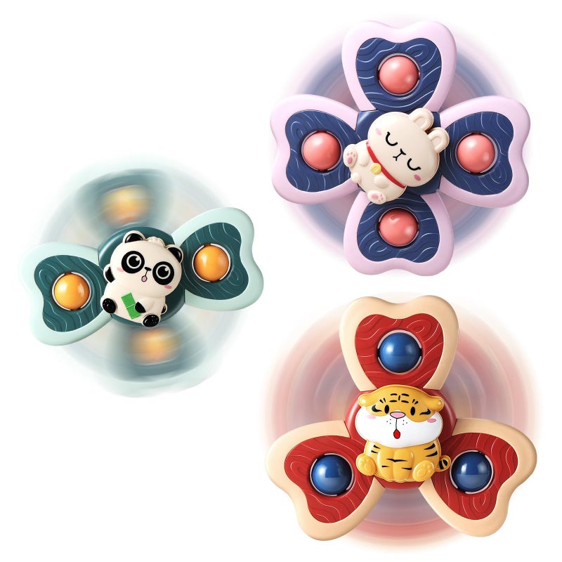 ALASOU 3PCS Suction Cup Spinner Toys for 1 Year Old Boy GirlSpinning Top 12 18 Months1 2 Year Old Boy Birthday GiftBaby Bath Toy for Kids Ages 13Sensory Airplane Travel Toy for Infant Toddlers - Image 2