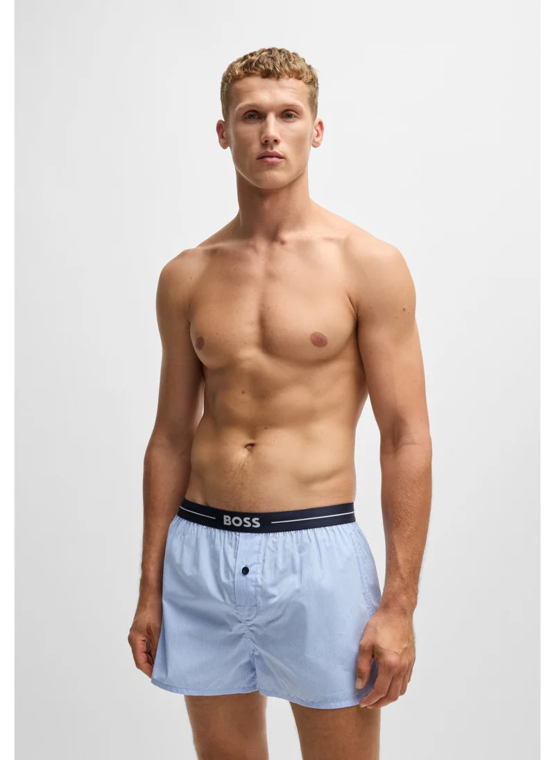 BOSS Two-pack of cotton pyjama shorts with logo waistbands